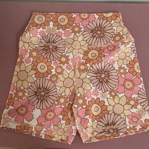 KAVALA COLLECTIVE FLOWER POWER CORAL BIKER SHORT